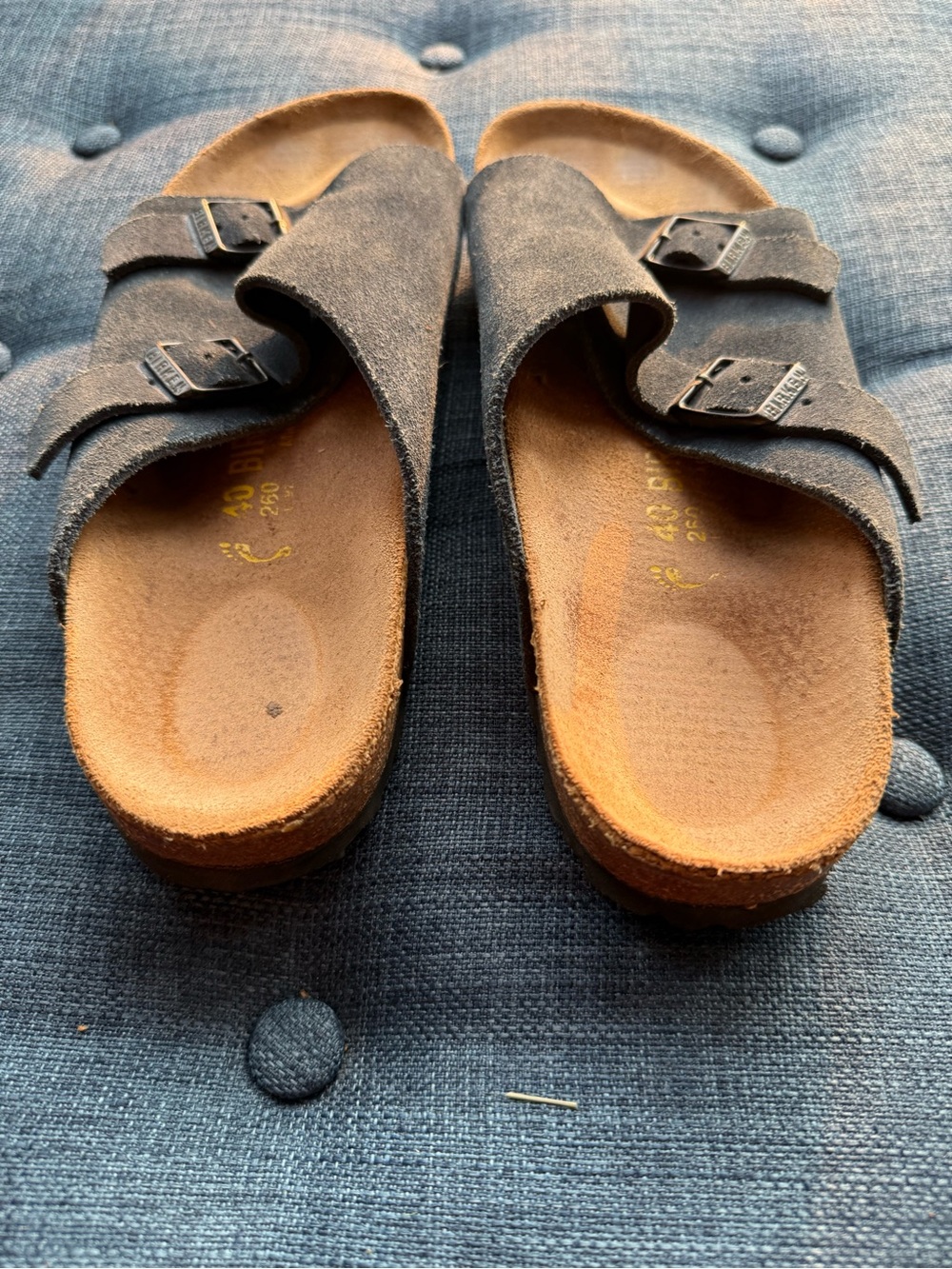 Birkenstock Zurich Suede Leather Slip On Sandals Navy Blue Size 40 Narrow Women - Picture 2 of 6